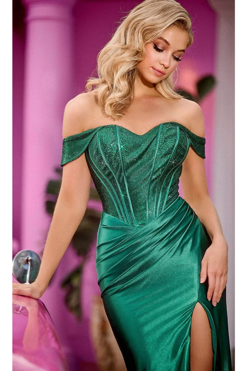 Portia and Scarlett PS24675 - long- Corset Prom Gown with Sweetheart Neckline and Beading - Emerald / 4 - Dress