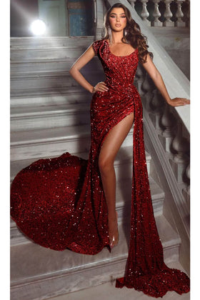 Portia and Scarlett PS24677E -long- One Shoulder Shimmer Evening Gown