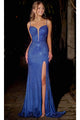 Portia and Scarlett PS24678 -long- Embellished Trumpet Prom Dress - Cobalt / 00 - Dress