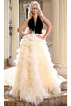 Portia and Scarlett PS24681 -long- Sleeveless Halter Ballgown - Black-Cream / 00 - Dress