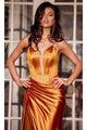 Portia and Scarlett PS24682 -long- Mermaid Prom Dress in Satin Fabric - Orange / 00 - Dress