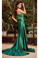 Portia and Scarlett PS24682 - long- Satin Prom Dress with High Slit - Blue / 12 - Dress