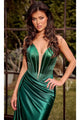 Portia and Scarlett PS24682 - long- Satin Prom Dress with High Slit - Blue / 14 - Dress