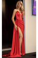 Portia and Scarlett PS24682 - long- Satin Prom Dress with High Slit - Blue / 22 - Dress