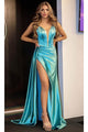 Portia and Scarlett PS24682 - long- Satin Prom Dress with High Slit - Bronze / 2 - Dress