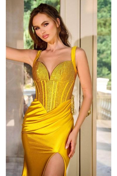 Portia and Scarlett PS24684 -long- Beaded Bustier Prom Dress - Black / 16 - Dress
