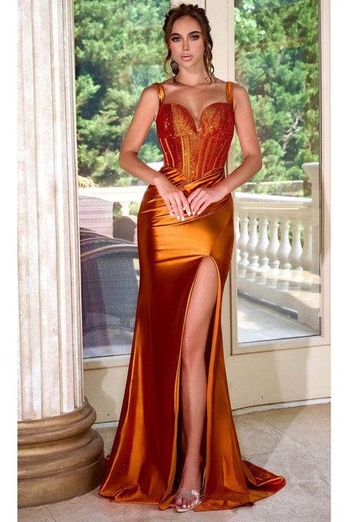 Portia and Scarlett PS24684 -long- Beaded Bustier Prom Dress - Black / 4 - Dress