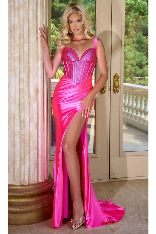 Portia and Scarlett PS24684 -long- Beaded Bustier Prom Dress - Black / Dress