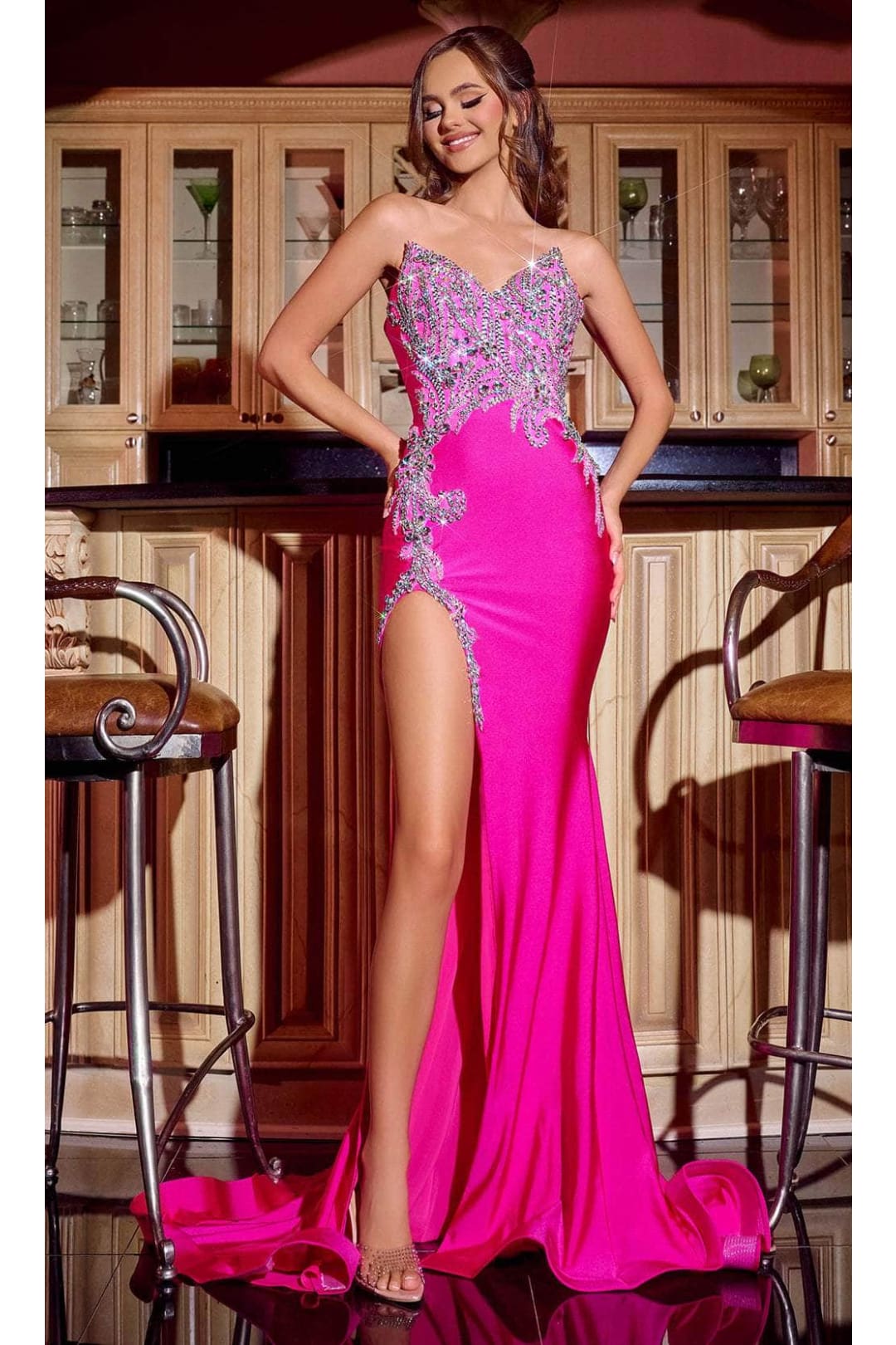 Portia and Scarlett PS24689 -long- Prom Dress with Bejeweled Bodice - Black / 8 - Dress