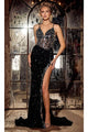 Portia and Scarlett PS24694 - long-V-Neck Sheath Gown Embellished with Sequins - Dress
