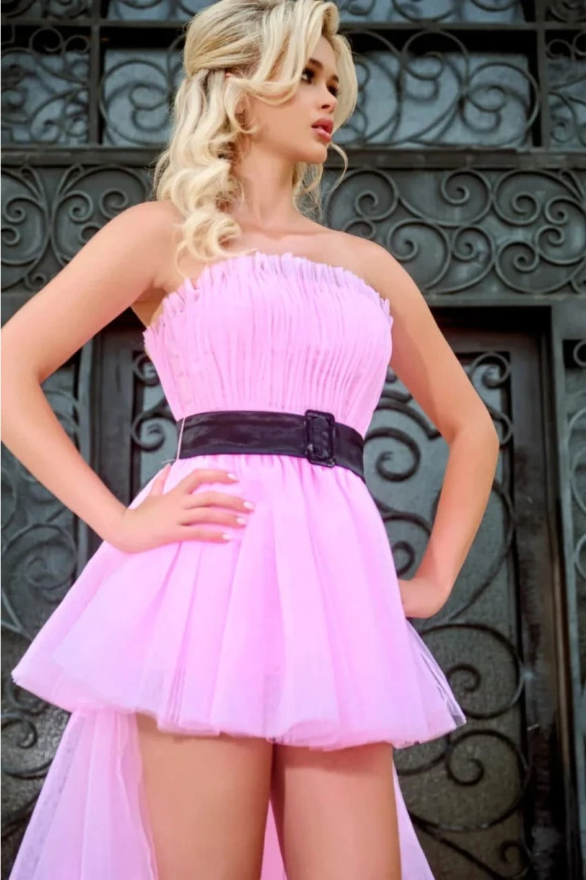 Portia And Scarlett PS24696 Pink High Low Tulle Evening Prom Dress