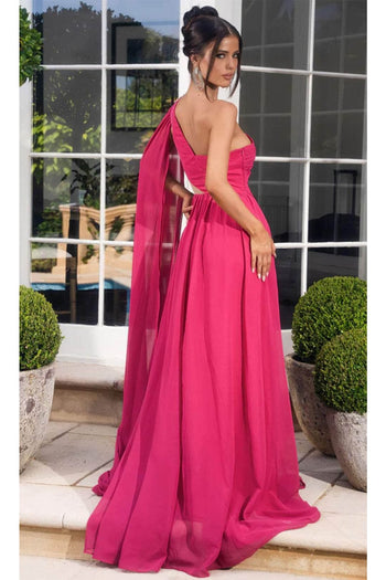 Portia and Scarlett PS24717 - long-One-Shoulder A-Line Prom Dress - Hot Pink / 2 - Dress