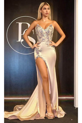 Portia and Scarlett PS24733E -long- Evening Gown with Embellished Deep V-Neck