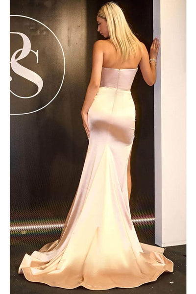 Portia and Scarlett PS24733E -long- Evening Gown with Embellished Deep V-Neck - Champagne / 2 - Dress