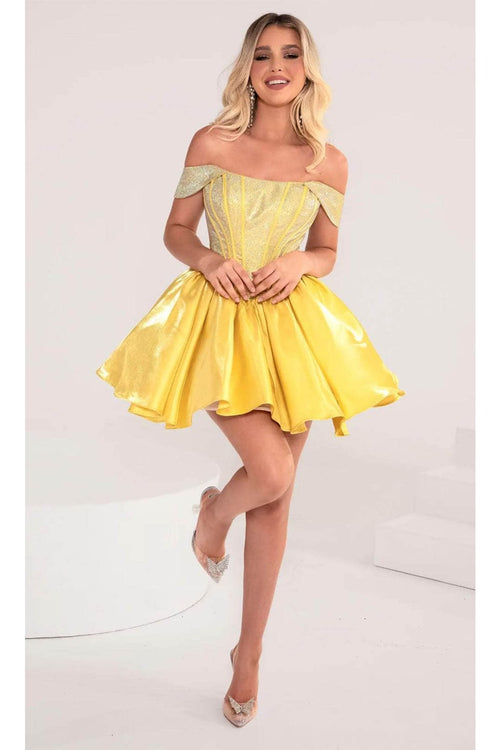 Portia and Scarlett PS24762 -short- Jeweled Cocktail Dress with Corset Details - Cobalt / 2 - Dress