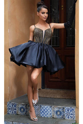 Portia and Scarlett PS24763 -short- Cocktail Dress with Jeweled Plunge