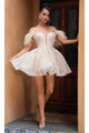Portia and Scarlett PS24764 -short- Off-Shoulder Cocktail Dress with Embellishments - Champagne / 00 - Dress