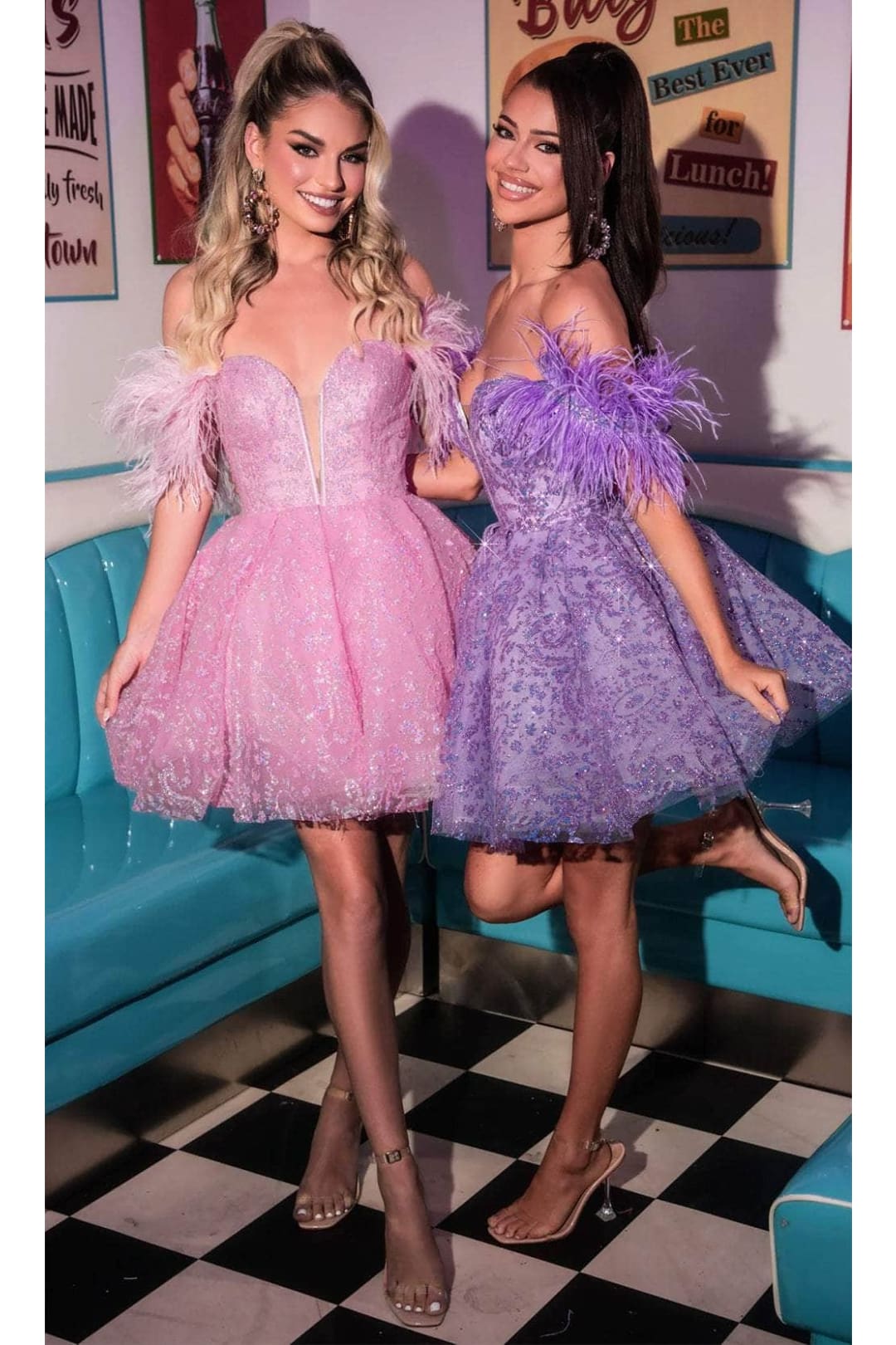 Portia and Scarlett PS24764 -short- Off-Shoulder Cocktail Dress with Embellishments - Champagne / 4 - Dress