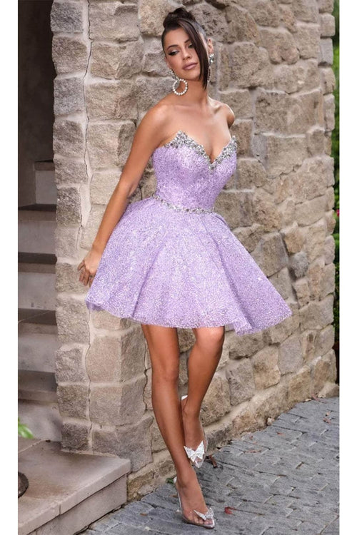 Portia and Scarlett PS24765 - short-Strapless Cocktail Dress with Embellishments - Black Nude / 4 - Dress