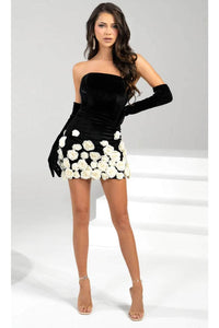 Portia and Scarlett PS24776 -short- 3D Floral Embellished Cocktail Dress for a Romantic Touch - Black / 00 - Dress