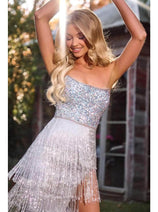 Flapper Dress for Vintage 1920s Outfit in Silver Style PS24813