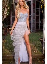 Flapper Dress for Vintage 1920s Outfit in Silver Style PS24813