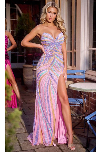 Portia and Scarlett PS24814 - long-Multicolor Beaded Prom Gown with Sweetheart Neckline - Magenta-Black / 18 - Dress