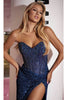 Portia and Scarlett PS24850C -long- Strapless Corset Evening Gown - Blue / 6 - Dress