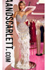 Portia and Scarlett PS24861C -long- Sleeveless Evening Dress with Plunging Neckline - Silver-Nude / 00 - Dress