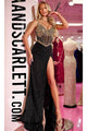 Portia and Scarlett PS24872C -long- Beaded Corset Prom Gown with Illusion Details - Black-Gold / 00 - Dress