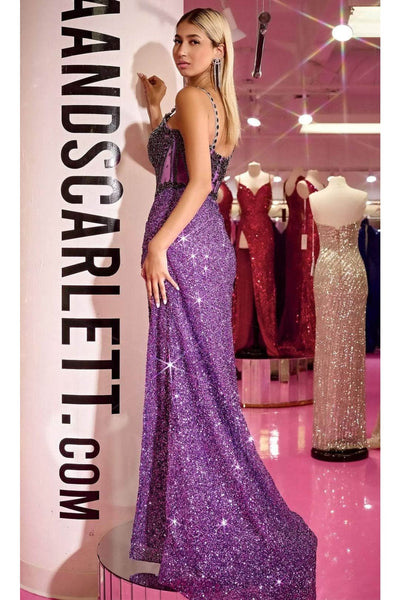 Portia and Scarlett PS24872C -long- Beaded Corset Prom Gown with Illusion Details - Black-Gold / 8 - Dress