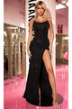 Portia and Scarlett PS24877C -long- Corset Evening Gown with Scoop Neck - Black / 00 - Dress