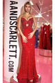 Portia and Scarlett PS24878C -long- Fitted Prom Dress with Sequined Sweetheart Neckline - Red / 00 - Dress