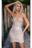 Portia and Scarlett PS24896C -short- Strapless Embellished Cocktail Dress - Silver-Nude / 00 - Dress