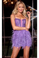 Portia and Scarlett PS24903 -short- Sheath Party Dress with Feather Accents for a Chic Look - Pink / 8 - Dress