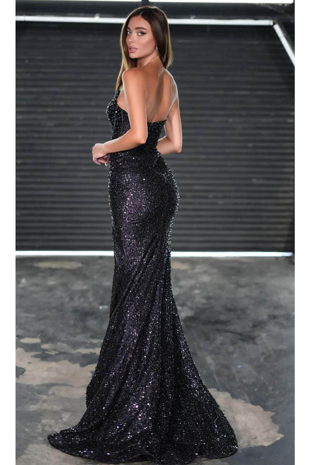 Portia and Scarlett PS24942 - long - Asymmetrical Prom Dress with Embellishments - Black / 6 - Dress