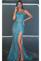 Portia and Scarlett PS24943 - long- Draped Skirt Prom Dress - Blue / 00 - Dress