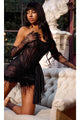 Portia and Scarlett PS25131 -short- Feathered Cocktail Dress with Slit - Black / 00 - Dress