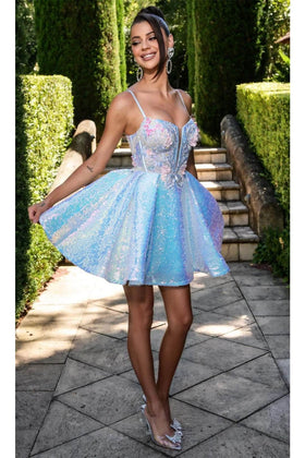 Portia and Scarlett PS25136 -short- Plunging V-Neck Cocktail Dress with Sequins