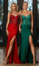 Portia and Scarlett PS25157 - Beaded Appliqued High Slit Prom Gown Prom Dresses 00 / Emerald