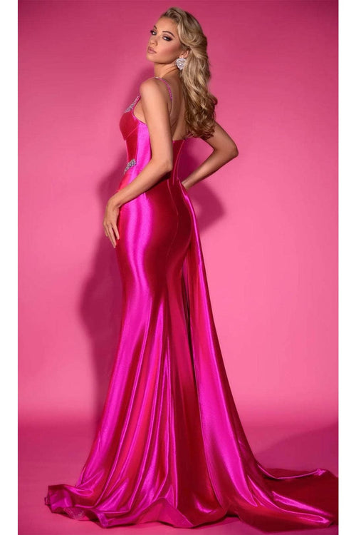 Portia and Scarlett PS25203 - Sash Detailed Prom Dress - Cobalt / Prom Dresses