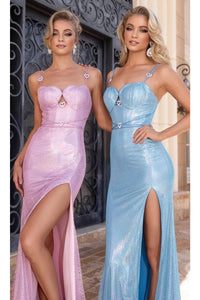 Portia and Scarlett PS25227 - Sweetheart Heart-Shaped Brooch Prom Gown Prom Dresses 00 / Blue