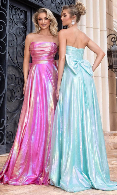 Portia and Scarlett Sleek Aqua Prom Gown