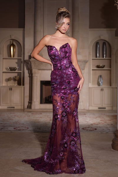 Portia and Scarlett PS25287 Dress - Plum / 00 - Prom