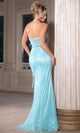 Beaded V-Neck Sheath Gown with Lace-Up Back – Portia and Scarlett PS25331