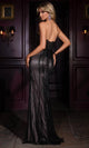 Beaded V-Neck Sheath Gown with Lace-Up Back – Portia and Scarlett PS25331