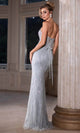 Beaded V-Neck Sheath Gown with Lace-Up Back – Portia and Scarlett PS25331