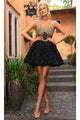 Portia and Scarlett PS25405C -short- Embellished A-Line Cocktail Dress for a Stunning Look - Black/Gold / 00 - Dress