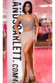 Portia and Scarlett PS25426C -long- Jeweled Evening Gown with Slit for a Dramatic Effect - Light Blue / 00 - Dress
