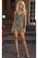 Portia and Scarlett PS25480 -short- Illusion Geometric Evening Dress - Black/Gold / 00 - Dress
